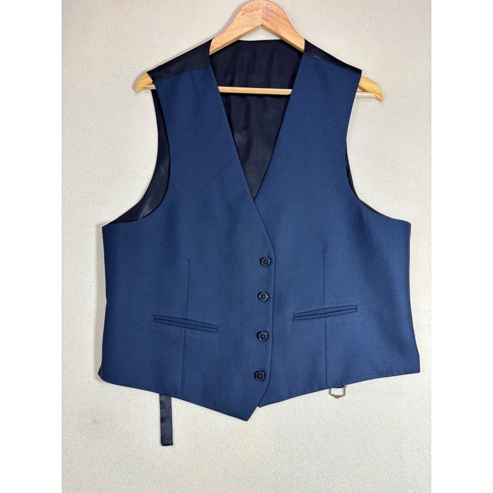Calvin Klein Mens Sz 44 Slim Fit 3 Piece Suit Blue Blazer Vest Pants 35x31 EUC - Picture 3 of 13